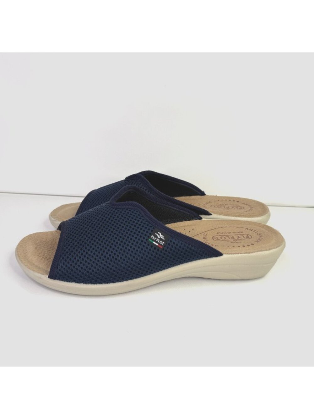Fly Flot Sandals Womens 41 EU 9.5 US Navy Blue Mesh Comfort Slides Shoes